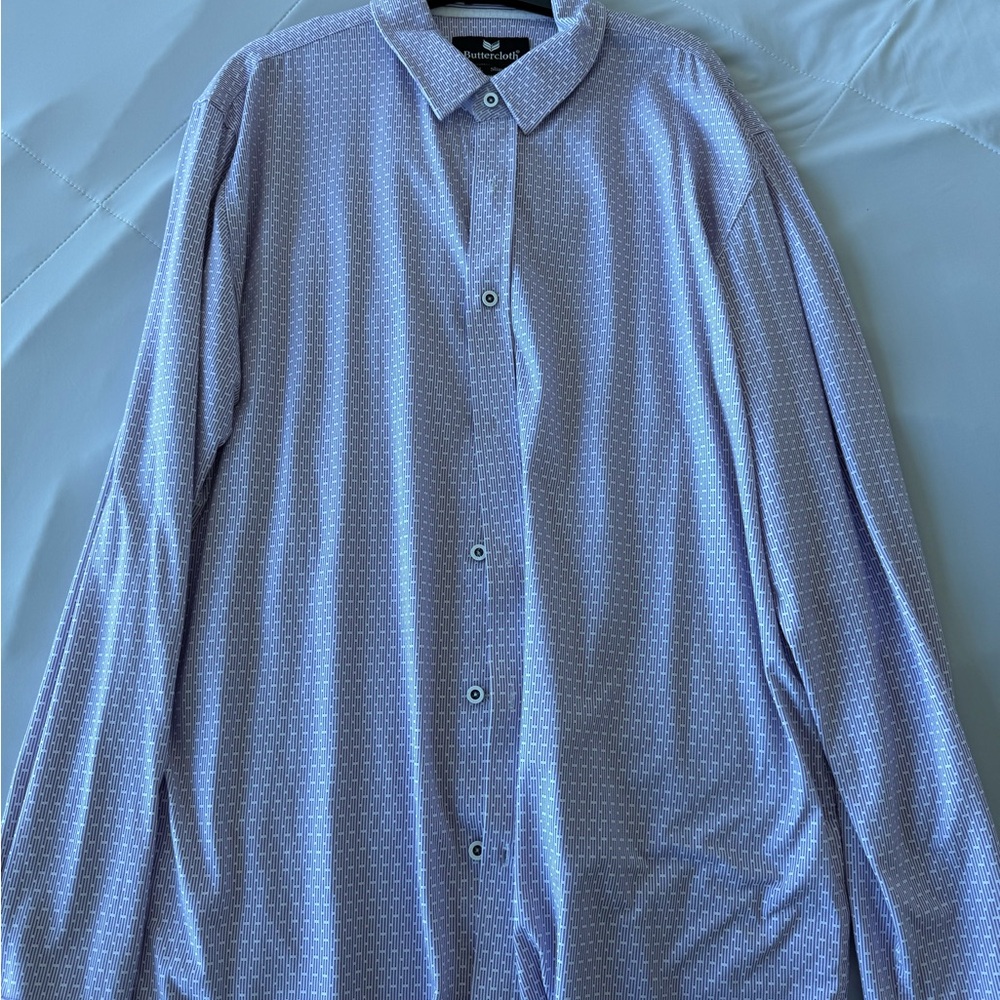 Buttercloth Men's Long Sleeve Button-Up Shirt Slim-Fit, Size 2XL in Purple